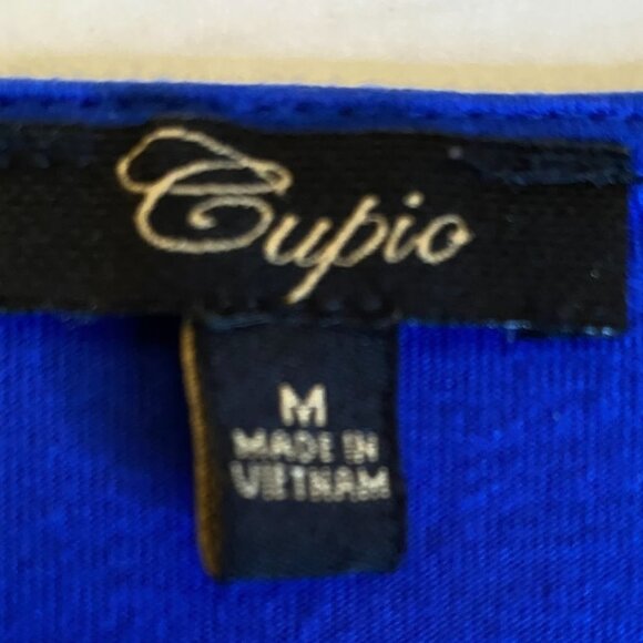 Cupio Womens Long Sleeve Draped Twist Knot Front Top Size M Royal Blue Romantic - Picture 3 of 8